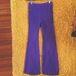 Stateside cotton purple pleated pants with elastic waist and side pockets.